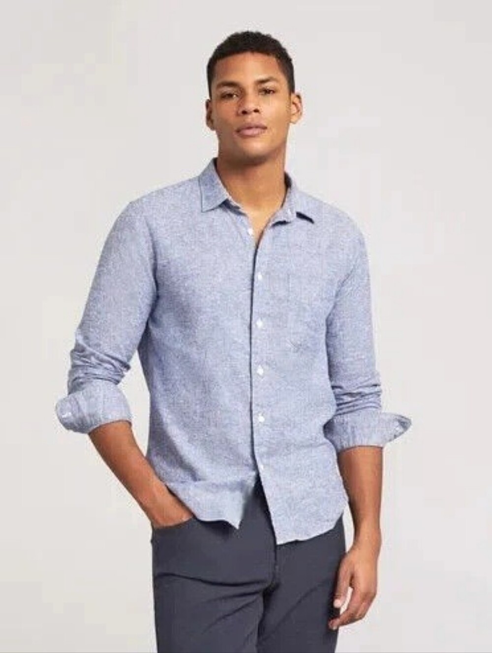Faherty Linen Button Up Shirt Mens XL Blue Beach Coastal 100% Linen